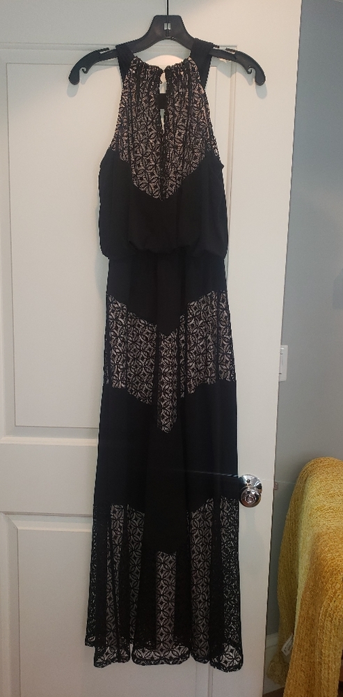 Modcloth Black Lace Tiered Maxi Dress Size 2